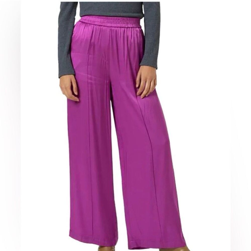 FRNCH Palmina Satin Wide Leg Pants Purple Size‎ XS NWT